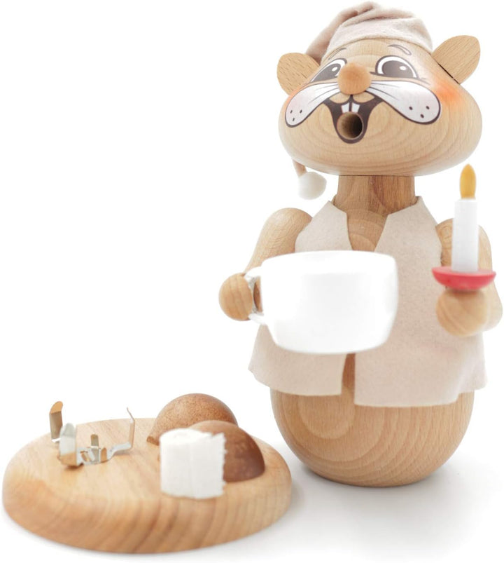 Kuhnert - Erzgebirgische Holzkunst Räuchermann Räucherfigur Hamster 19cm - Nachtwandler, Nachtwandle