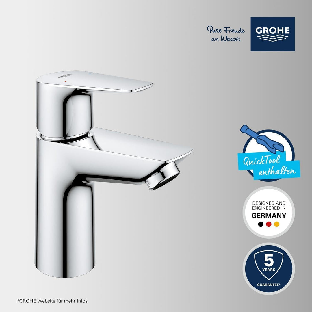 GROHE StartEdge - Einhand-Waschtischarmatur (wassersparend, langlebige Oberfläche, S Size), chrom, 2