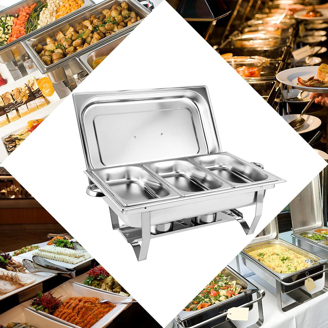 Chafing Dish,Edelstahl Warmhaltebehälter,Speisenwärmer, Edelstahl Speisenwärmer Behälter,Wärmebehält