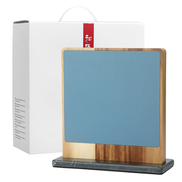 HEZHEN Magnetischer Messerblock aus Akazienholz - Doppelseitiger Magnetischer Messerhalter mit Leder