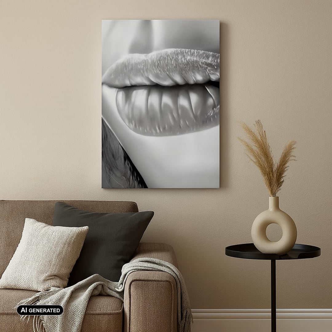 Bilder auf Leinwand Lippen Gesicht weiblich Lippenstift Leinwandbild mit Rahmen 45x80cm Wandbilder D
