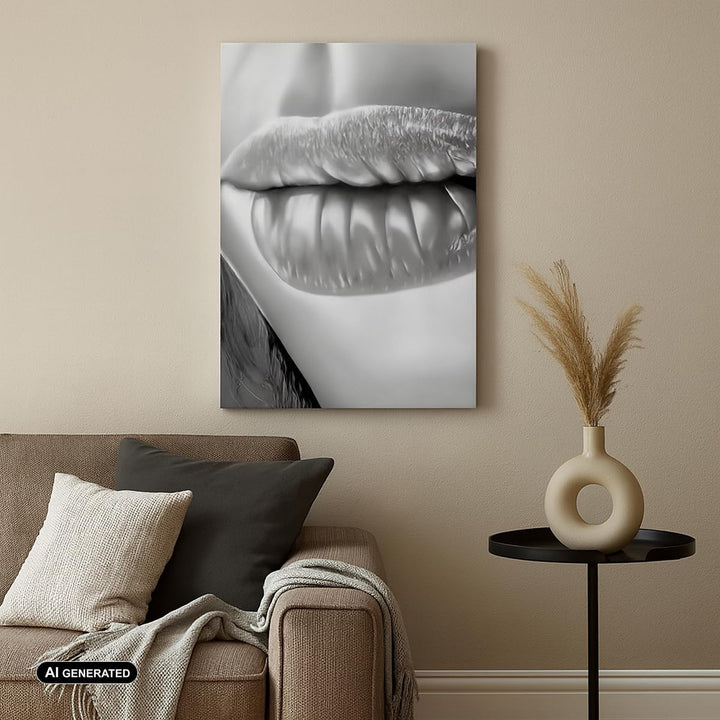 Bilder auf Leinwand Lippen Gesicht weiblich Lippenstift Leinwandbild mit Rahmen 45x80cm Wandbilder D