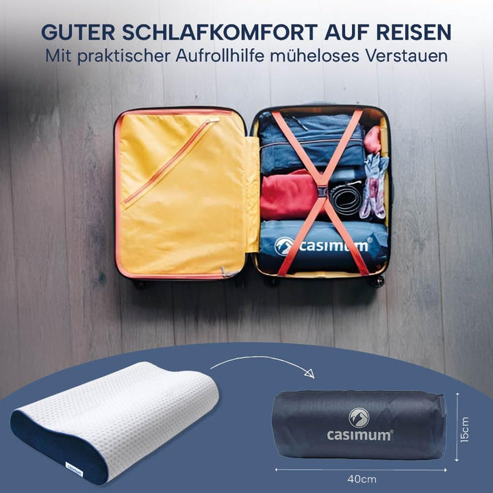 casimum Orthopädisches Nackenstützkissen Memory Foam - Höhenverstellbares Nackenkissen entlastet Kop