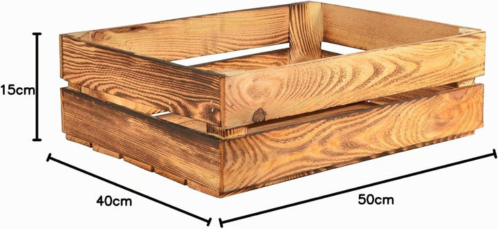 Geflammte Obstkiste - 50x40x15cm Holzkiste Weinkiste Apfelkiste Dekokiste 50x40x15cm Hell Geflammt 1