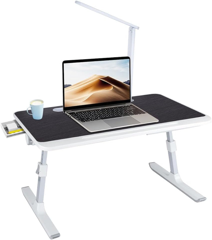 Betttisch Klappbar, Laptoptisch, Einstellbare Höhe, mit Buchständer, Schublade, Lap Stopper, Tablet