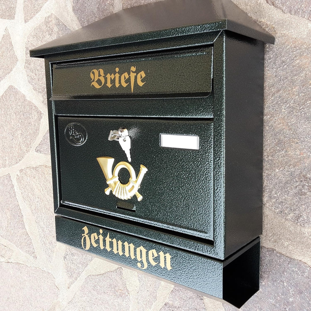 Pachurka & Dąże Grosser Briefkasten Postkasten Grün XXL Grün mit Montagematerial Retro