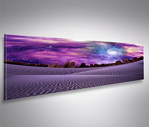 islandburner Bild Bilder auf Leinwand Desert City Sterne Weltall Panorama XXL Poster Leinwandbild Wa