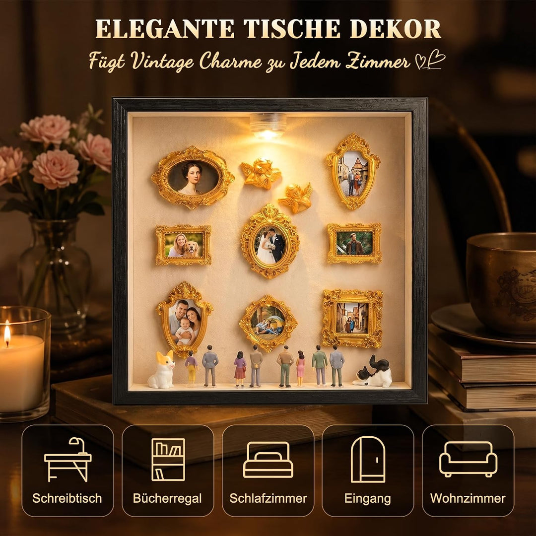 Mini Bilderrahmen Vintage Miniatur Menschen Museum, DIY Museum Silhouette | Remote control of lighti