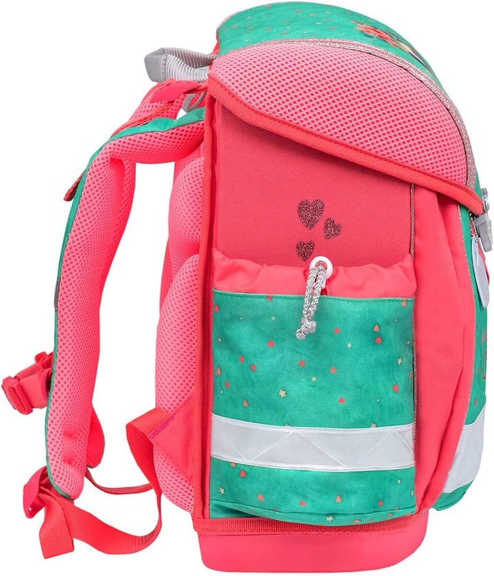 Belmil Schulranzen Set 403-13/AG/S/R 5 - teilig ergonomischer Schulranzen Set mit Regenschutz 1. kla