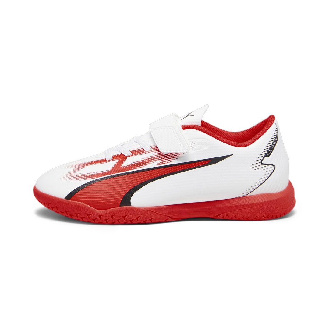 PUMA Unisex Kinder Ultra Play It V Jr Fussballschuh 30 EU Puma White Puma Black Fire Orchid, 30 EU P