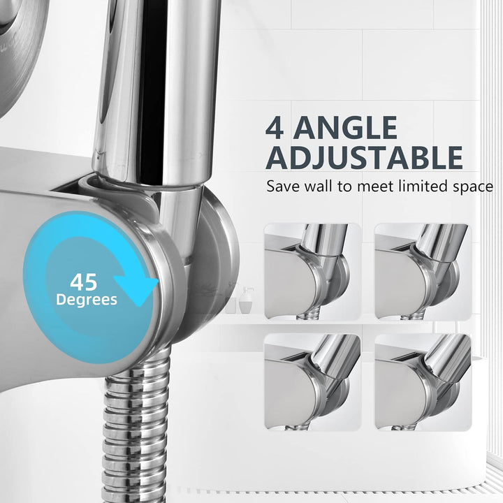 JOMOLA Duschkopfhalterung Ohne Bohren 4 Winkel Verstellbarer Handbrause Halterung Vakuum Saugnapf Du