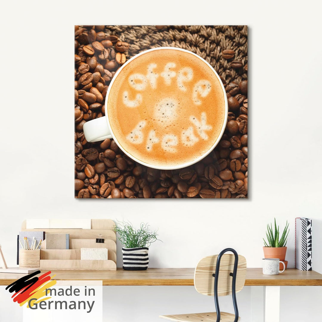 ARTland Glasbilder Wandbild Glas Bild einteilig 50x50 cm Quadratisch Kaffee Coffee Cafe Cappuccino G