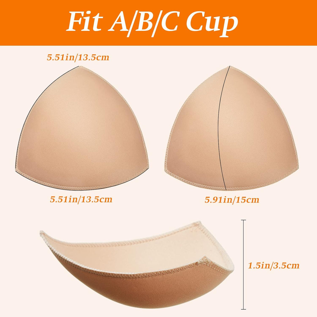 Geyoga 12 Paar Triangle Sport BH Einsätze Push Up Brust BH Einsatz Pads abnehmbar M White, Nude Colo