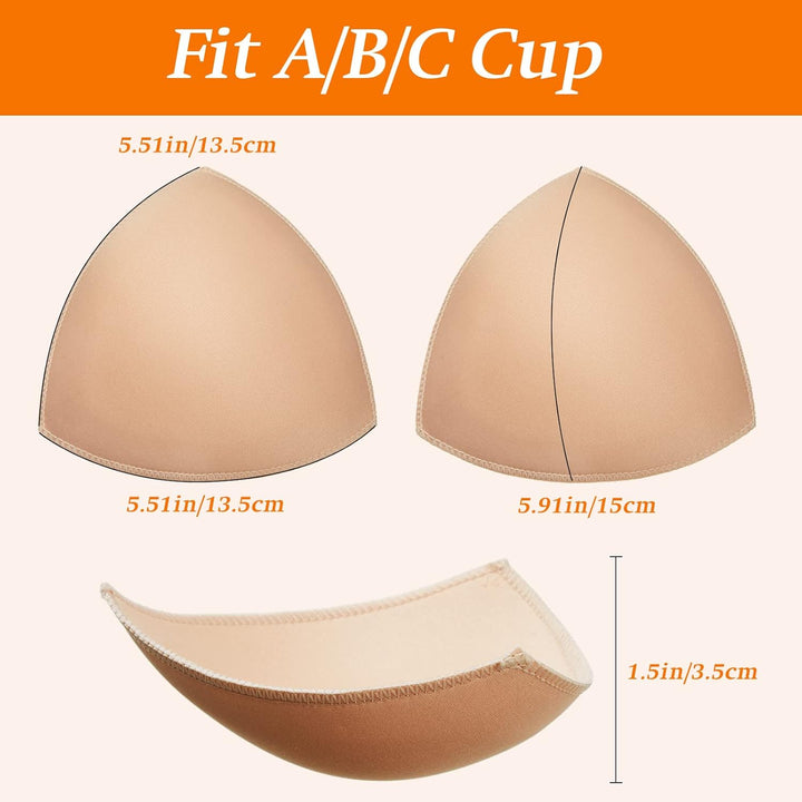 Geyoga 12 Paar Triangle Sport BH Einsätze Push Up Brust BH Einsatz Pads abnehmbar M White, Nude Colo