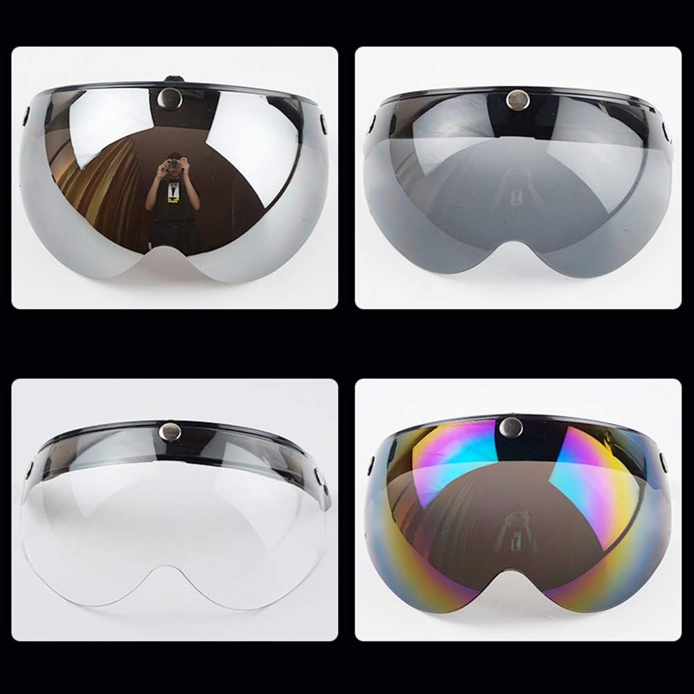 Wopohy Helmvisier Universelles 3 Druckknopf Winddichtes Sonnenschutz Halbgesicht-Retro Motorradhelm