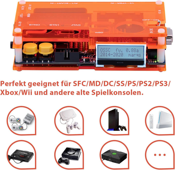 Mcbazel OSSC Scart Komponente VGA zu HDMI Open Source Scan-Konverter v1.6 für Retro Gaming Konsole