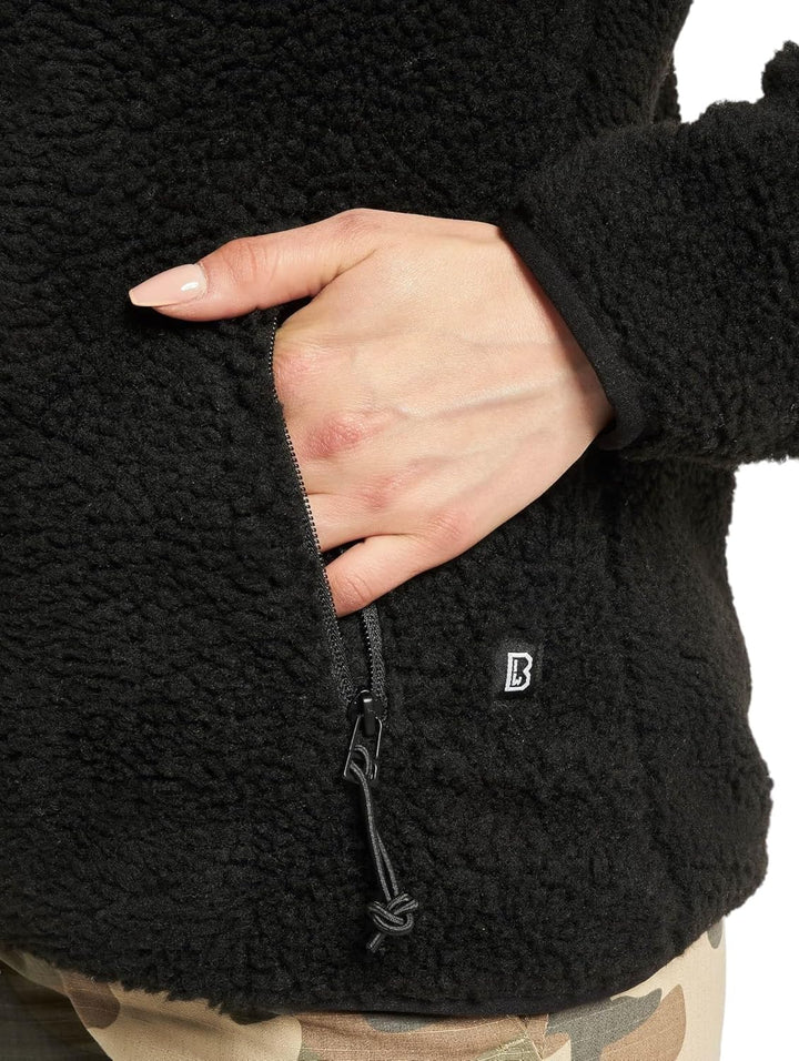 Brandit Women Teddyfleece Jacket Hooded, many colours, Grössen XS bis 5XL, XS Schwarz