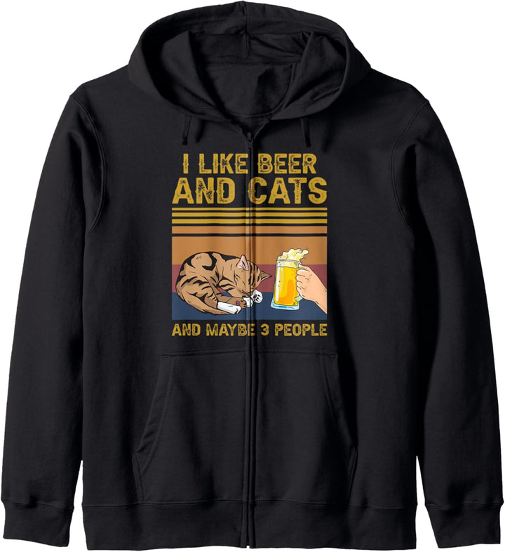 I Like Beer and Cats and Maybe 3 People Funny Cat Beer Gift Kapuzenjacke