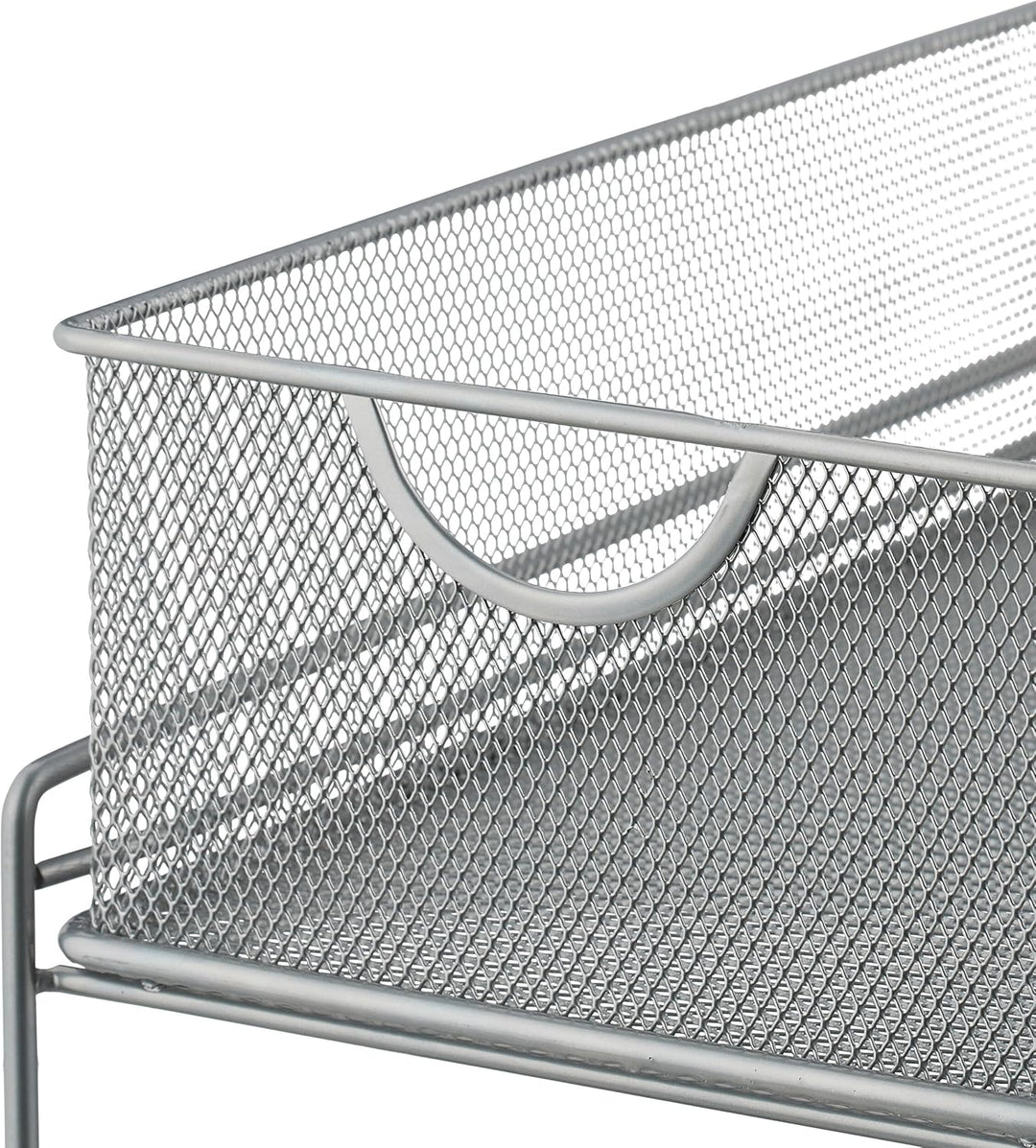 Relaxdays Küchen, 2 Ausziehkörbe, Etagenregal aus Metall, H x B x T: 32 x 19 x 35,5 cm, Bad Organize