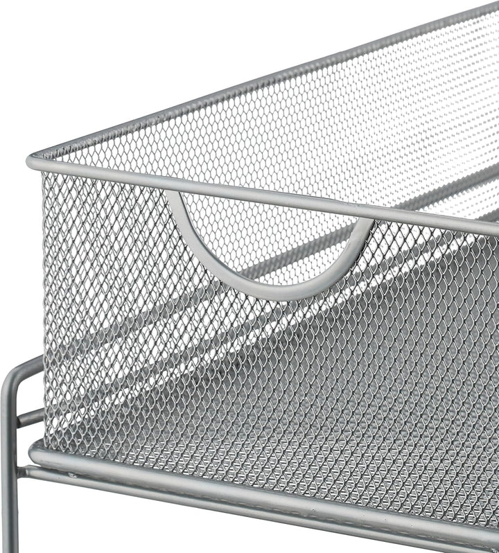Relaxdays Küchen, 2 Ausziehkörbe, Etagenregal aus Metall, H x B x T: 32 x 19 x 35,5 cm, Bad Organize