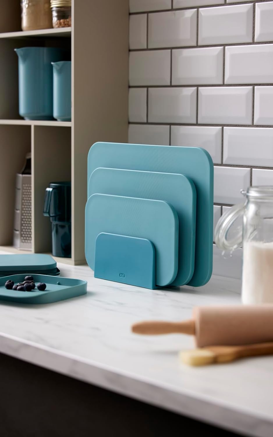 Rosti Choptima Schneidebrett Set mit Halter/Ständer, Küchenbrett, Brotschneidebrett & Servierbrett,