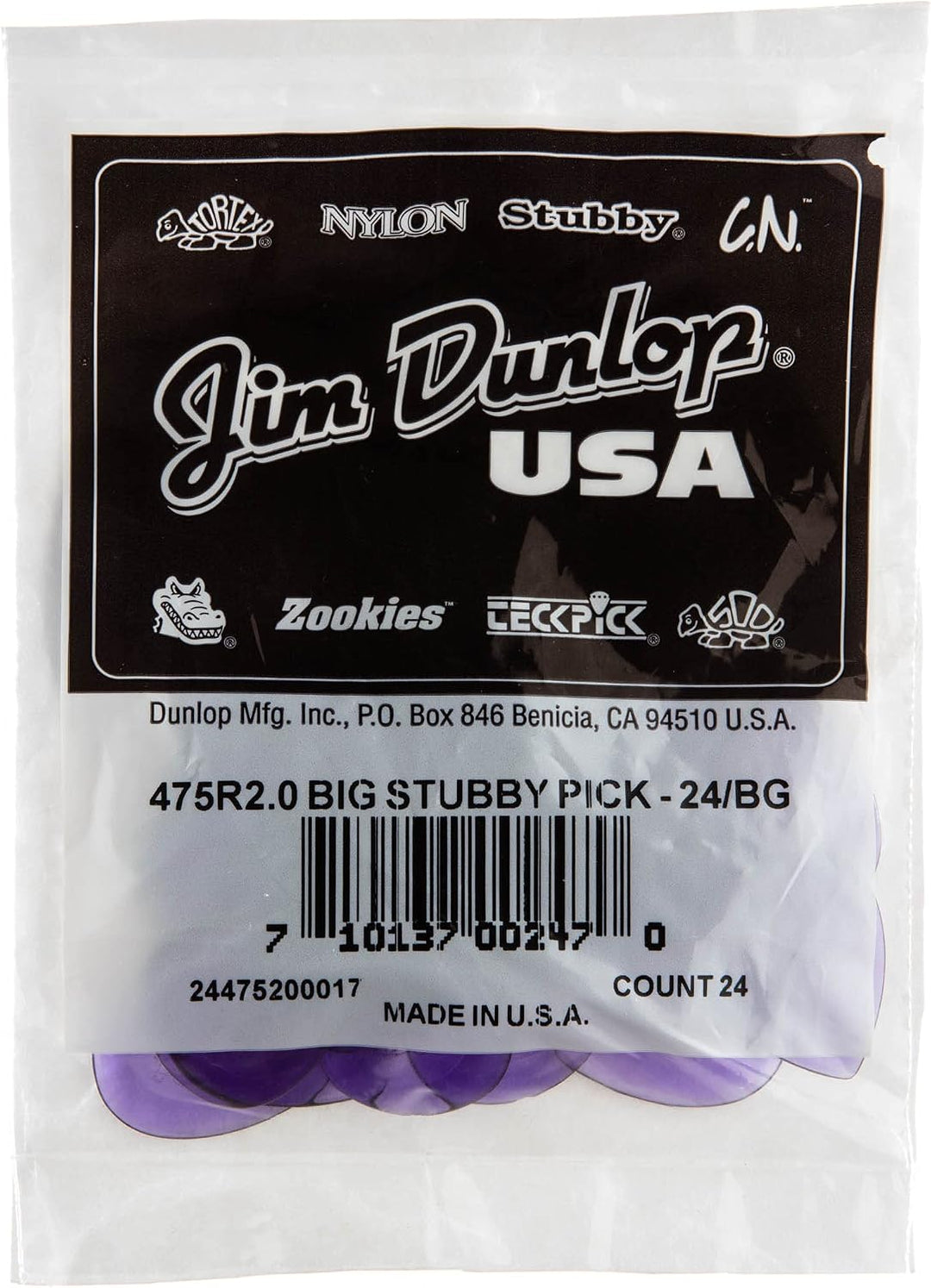 Médiators Jim Dunlop 2,00mm Big Stubby 2,00mm sachet de 24 Sachet de 24 2,00mm, Sachet de 24 2,00mm
