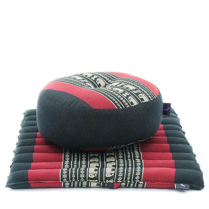 Leewadee Meditationsset Yogaset aus Meditationskissen Zafu und Kleiner rollbarer Sitzmatte Zabuton Ö