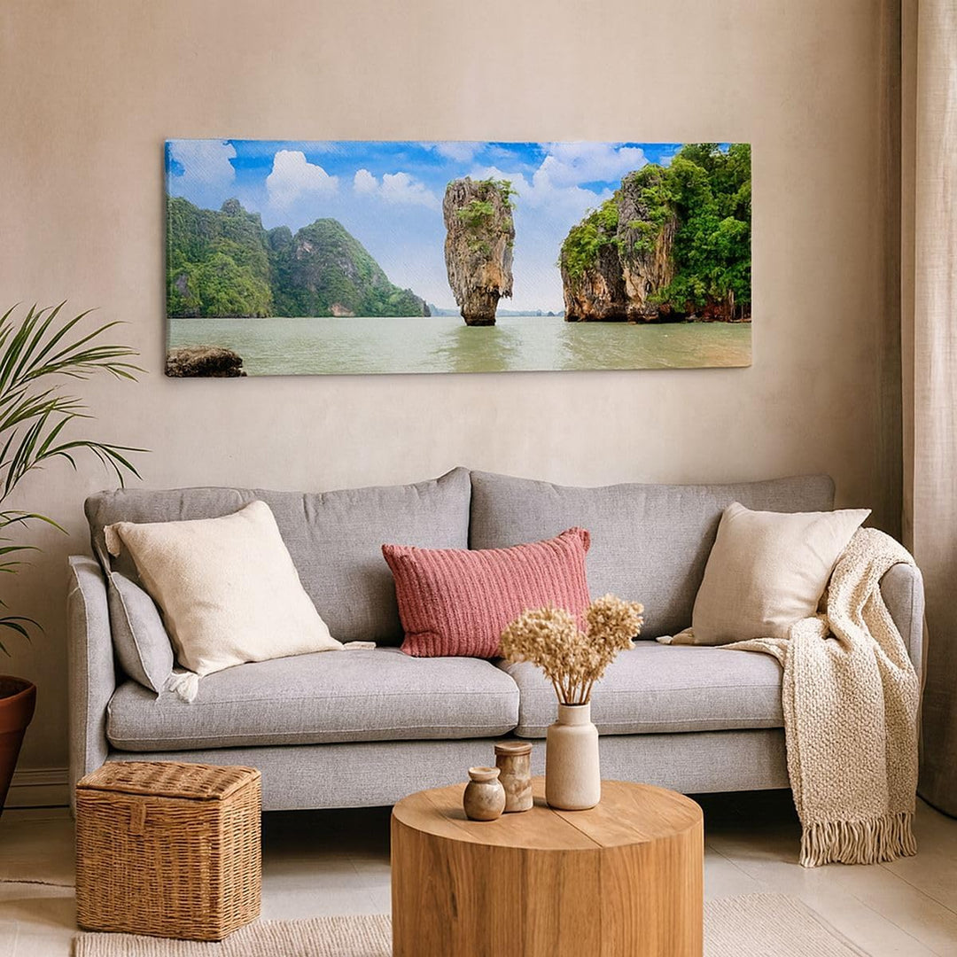 Wandbilder Dekoration Wohnzimmer Stein Strand Landschaft Panorama Bilder auf Leinwand 120x50cm Leinw