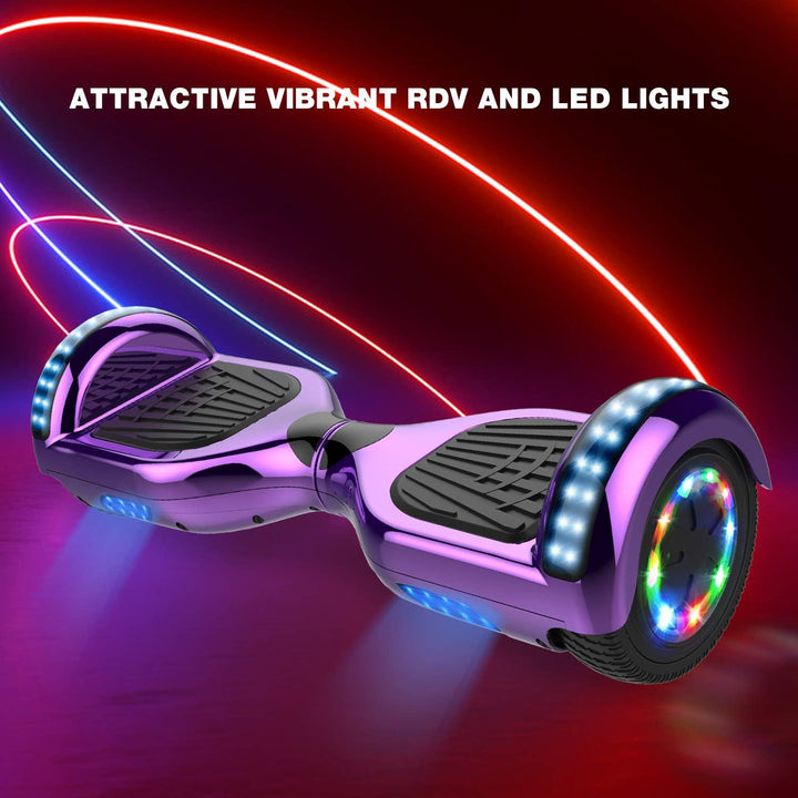 GeekMe Hoverboards 6.5”Zweimotoren 2-Rad-Hoverboards Hoverboards mit LED-Leuchten Bluetooth purple,