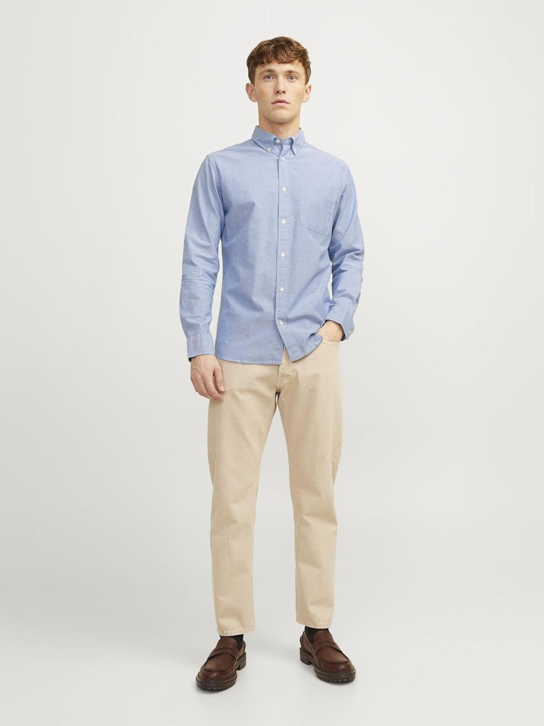 JACK & JONES Brook Check Oxford Shirt S Cashmere Blue/Fit:slim Fit, S Cashmere Blue/Fit:slim Fit