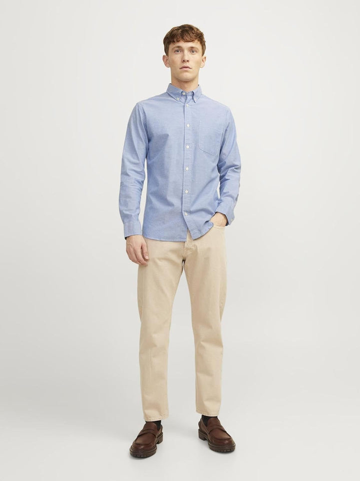 JACK & JONES Brook Check Oxford Shirt S Cashmere Blue/Fit:slim Fit, S Cashmere Blue/Fit:slim Fit