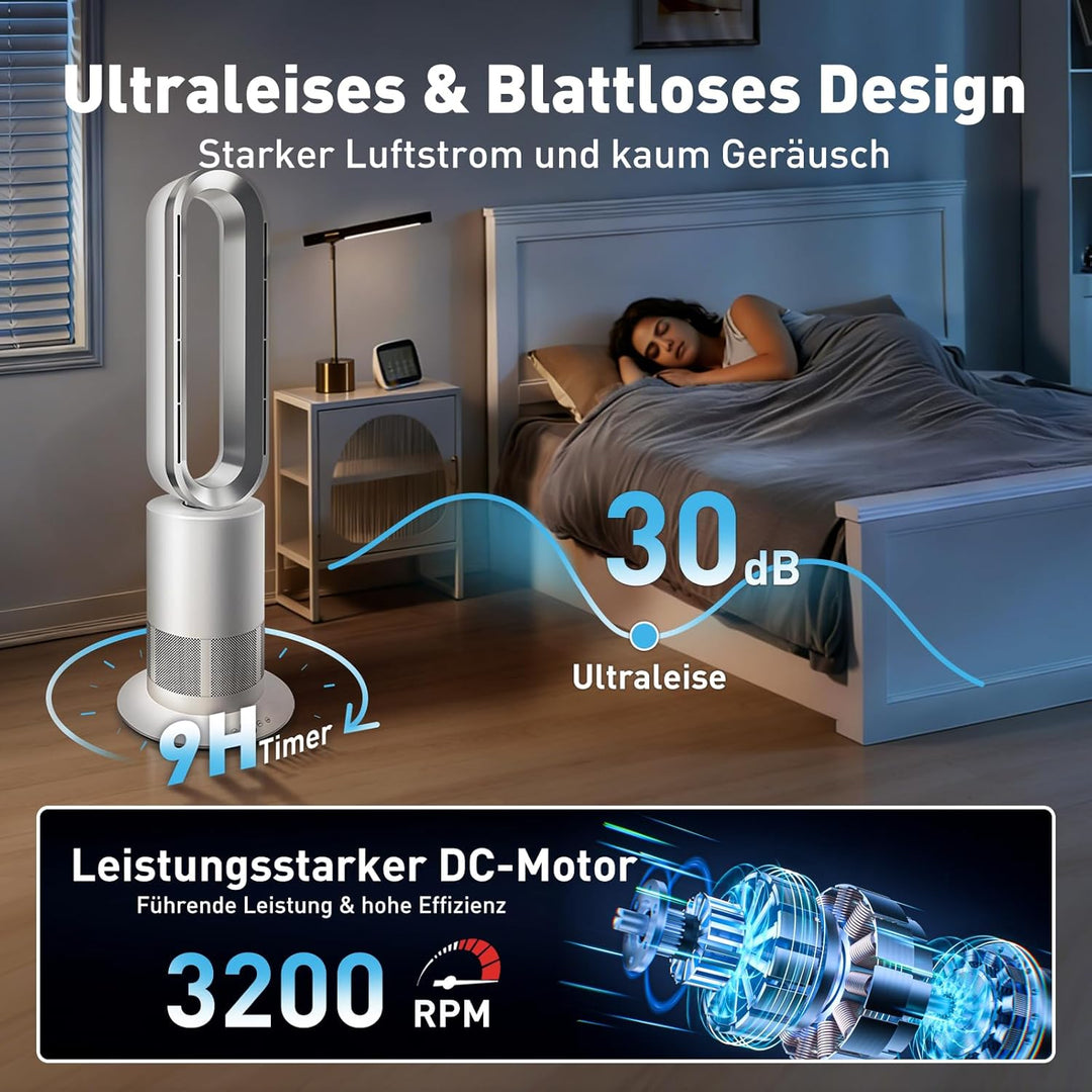 TP09Plus 2-in-1 Turmventilator - Heiz- & Kühlfunktion, 10 Kühl- & 3 Heizstufen, Fernbedienung & LED