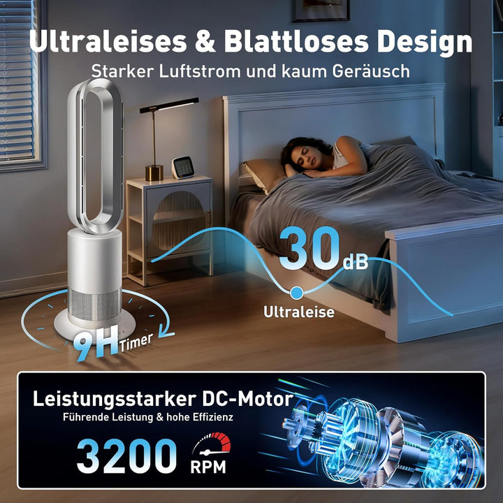 TP09Plus 2-in-1 Turmventilator - Heiz- & Kühlfunktion, 10 Kühl- & 3 Heizstufen, Fernbedienung & LED