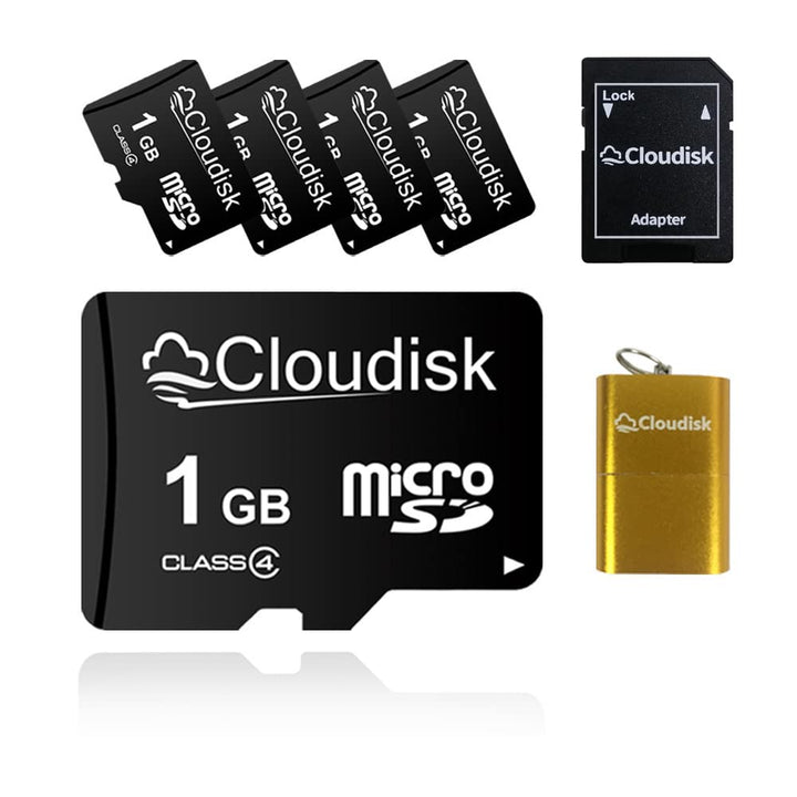 Cloudisk 5Pack 1GB Micro SD Karte 1 GB MicroSD Speicherkarte Class4 mit SD Adapter und Kartenleser,