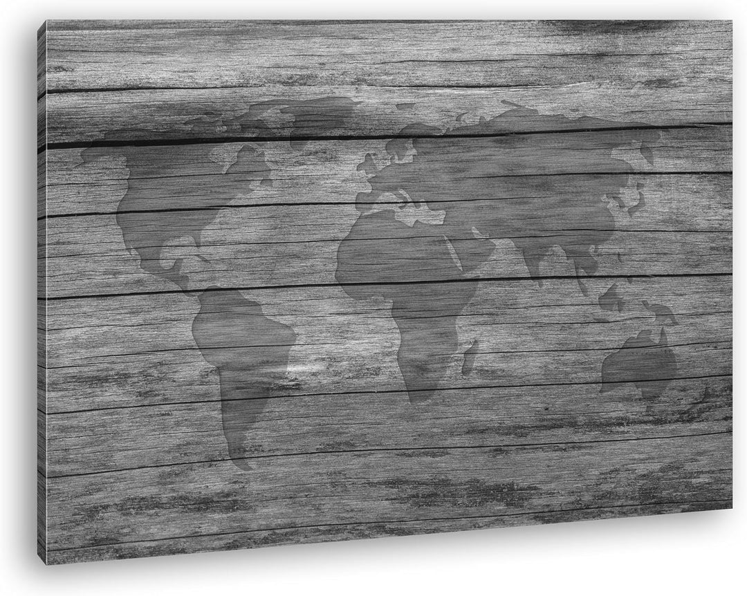 deyoli ganze Weltkarte Effekt: Schwarz/Weiss Format: 100x70 als Leinwandbild, Motiv fertig gerahmt a