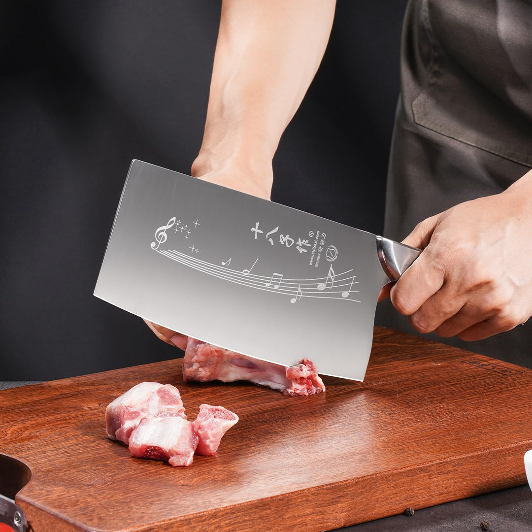 SHI BA ZI ZUO 7-Zoll-Küchenmesser für Gemüse, professionelles Kochmesser mit Edelstahl-Vollerl und G