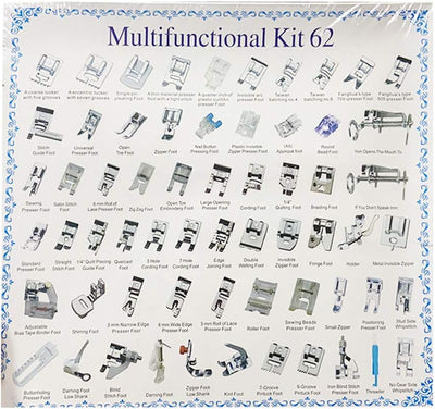 62Pcs Nähfuss set, Nähmaschinennähfüsse, Nähfüsse Zubehör Set für Brother, Babylock, Singer, Janome,