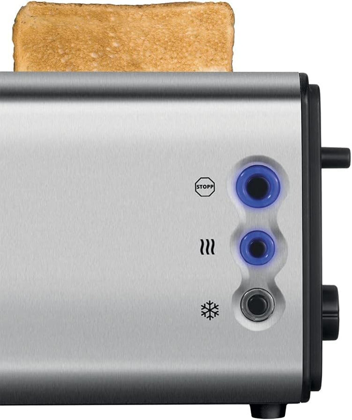 Unold 38915 Doppel-Langschlitztoaster - 4-Scheiben- Toaster, Edelstahl, 4 Funktionen: Auftauen, Aufw