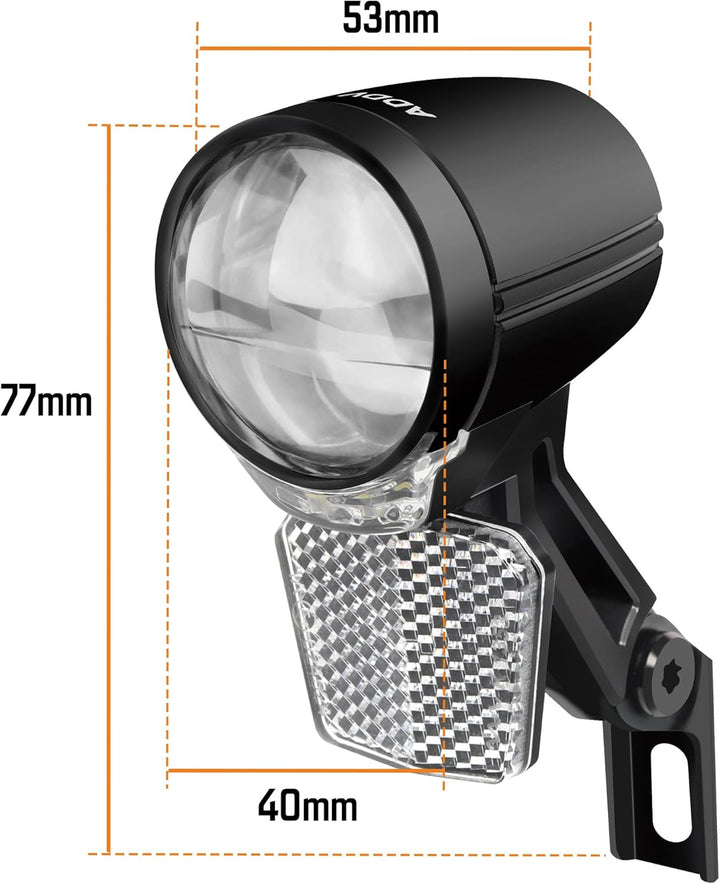 E-Bike Frontlicht 50 Lux Nova E50 – IP65, Doppel-Linsentechnologie, StVZO zugelassen, für 6V–48V DC,