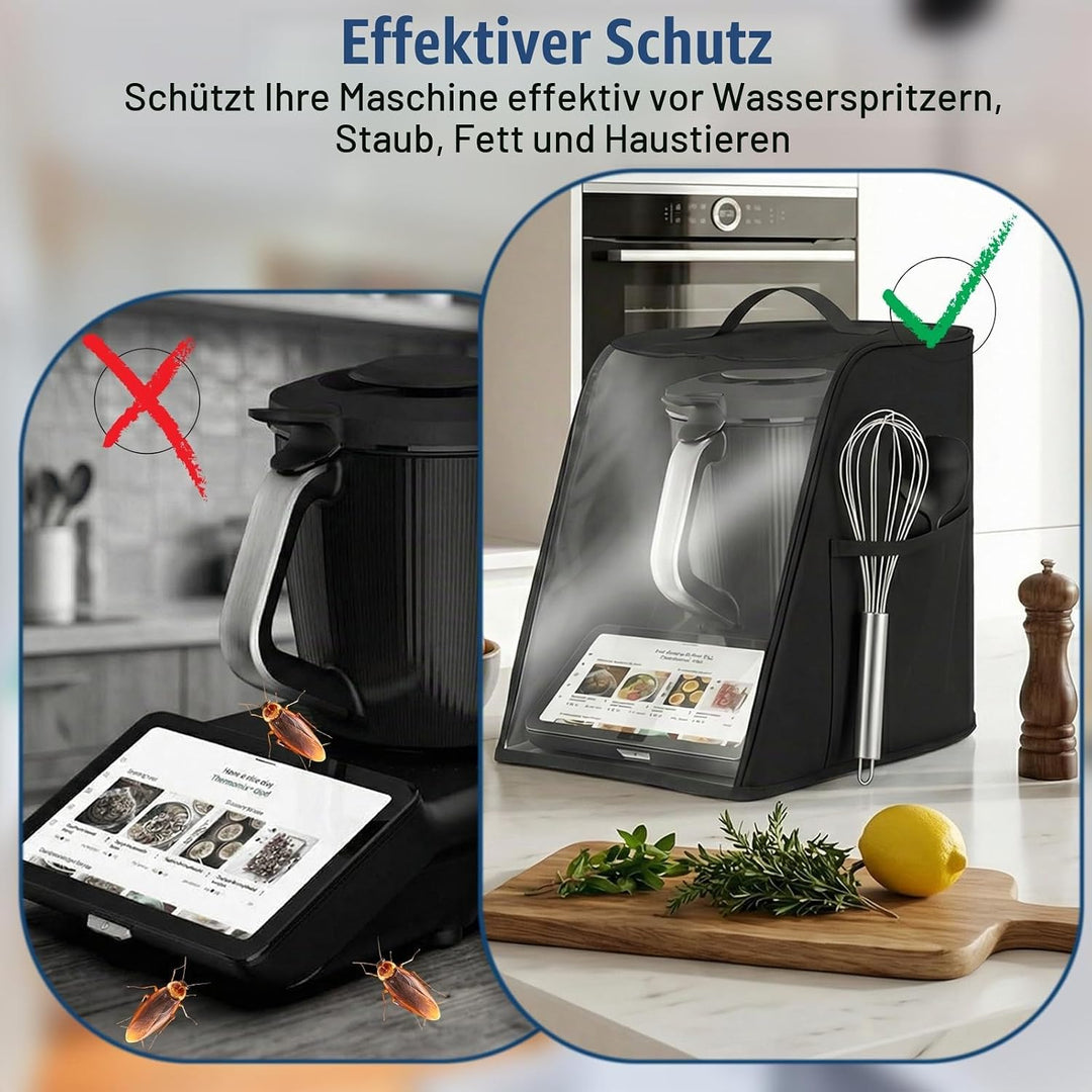 Abdeckhaube für Thermomix TM7, Wasserdichte und staubdichte Schutzhülle mit transparentem Sichtfenst