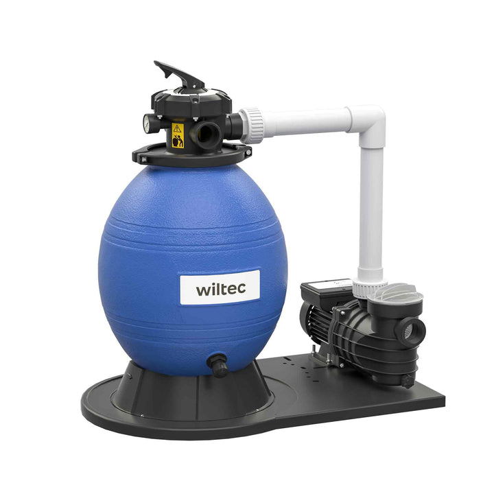 Wiltec Sandfilteranlage 550 W mit 38l Filtertank und selbstansaugender Pumpe 18000 l/h, Sandfilterpu