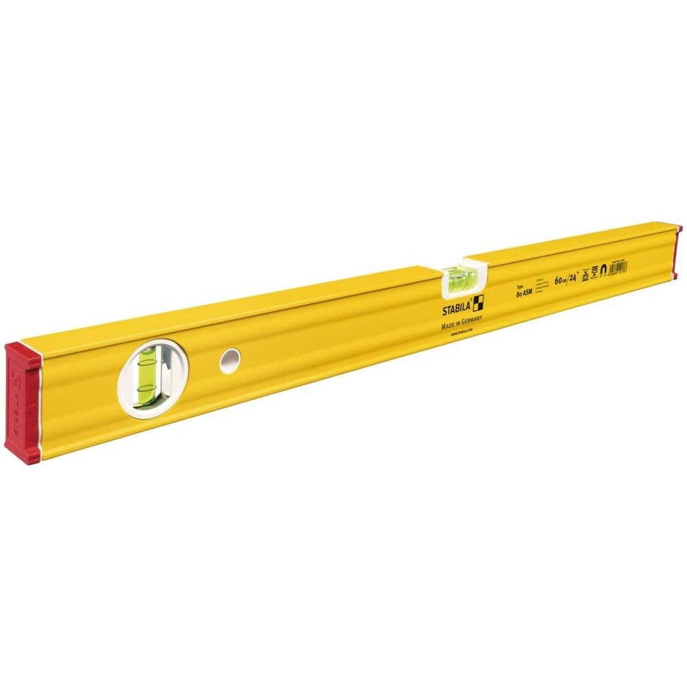 STABILA Magnet-Wasserwaage Type 80 ASM, 60 cm, verstärktes Alu-Profil, extrastarkes Seltenerd-Magnet