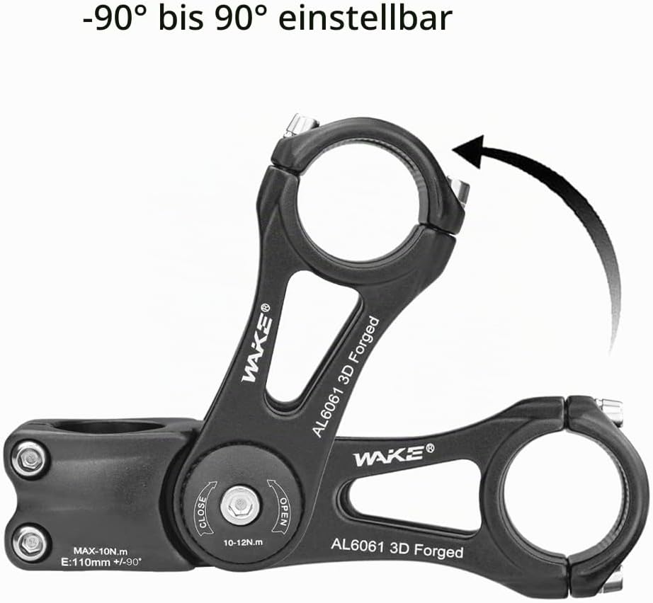 CYSKY Fahrrad Vorbau Universal 31,8mm und 25,4mm verstellbar ± 90 Grad 90mm 110mm 145mm MTB Vorbau F