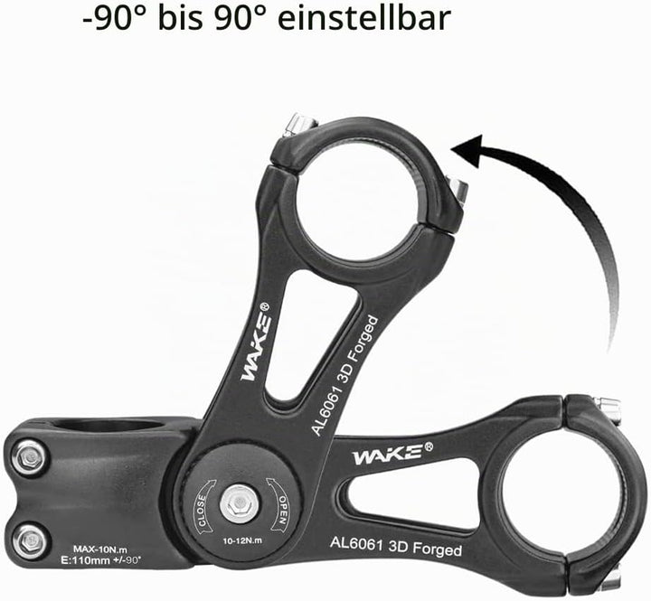 CYSKY Fahrrad Vorbau Universal 31,8mm und 25,4mm verstellbar ± 90 Grad 90mm 110mm 145mm MTB Vorbau F
