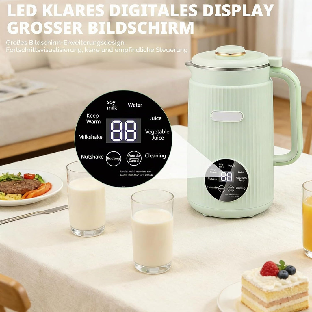 Nussmilchmaschine 8-in-1, Pflanzenmilchbereiter 1200 ml mit Selbstreinigung, Warmhaltefunktion &amp; Tim