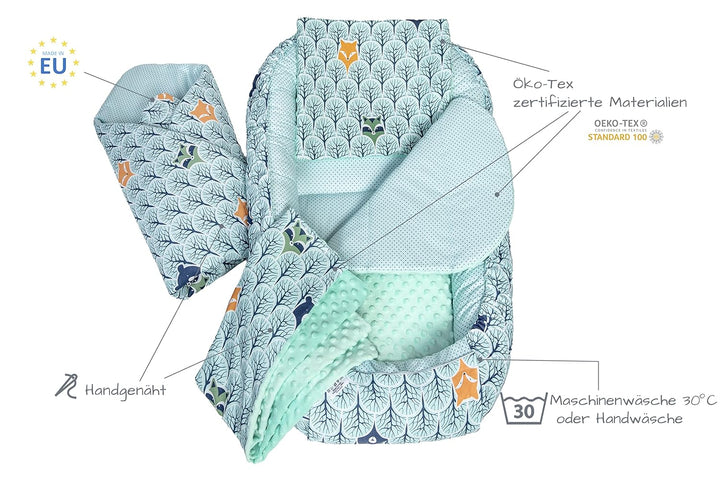 Medi Partners 5 teilig Babynestchen Set Babynest 100x60x15 herausnehmbarer Einsatz Bett Kuschelnest