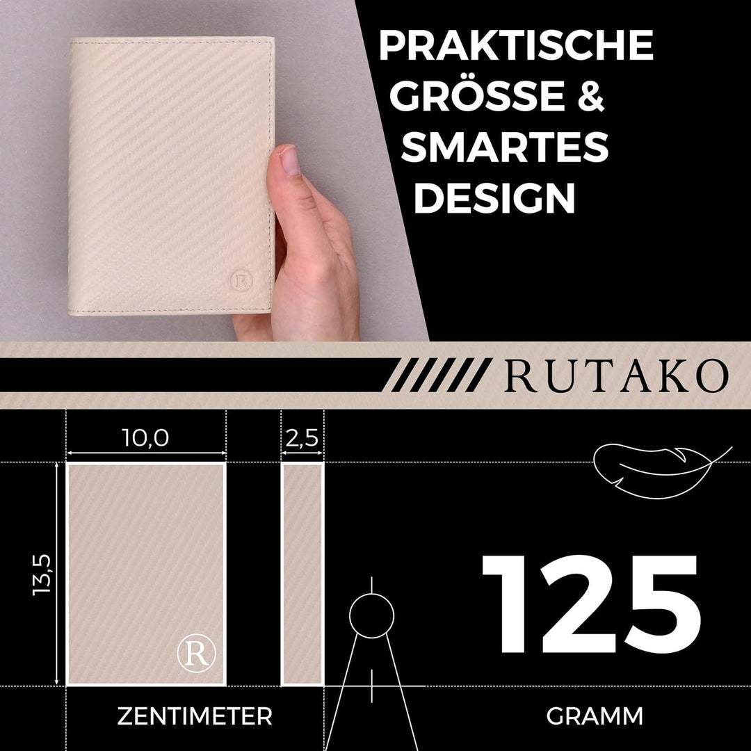 RUTAKO Leder Geldbörse Herren mit RFID Schutz I Portemonnaie Gross mit Münzfach I 12 Fächer I Echtle