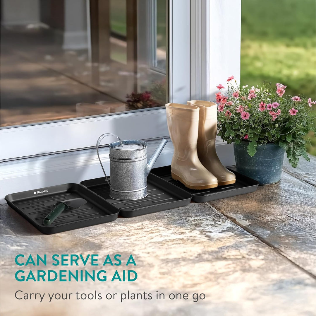 Navaris 3X Schuhablage Schuhabtropfschale klein - Schuhablage schmal 35x27x2,5cm - Erhöhter Rand - S