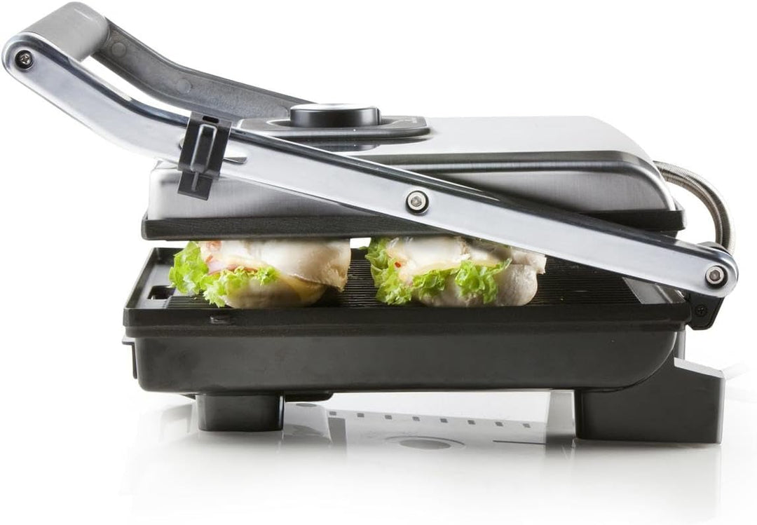 DOMO DO9135G Kontaktgrill - Edelstahl - Ideal zum Grillen von Paninis, Toasts, Fleisch, Fisch und Ge