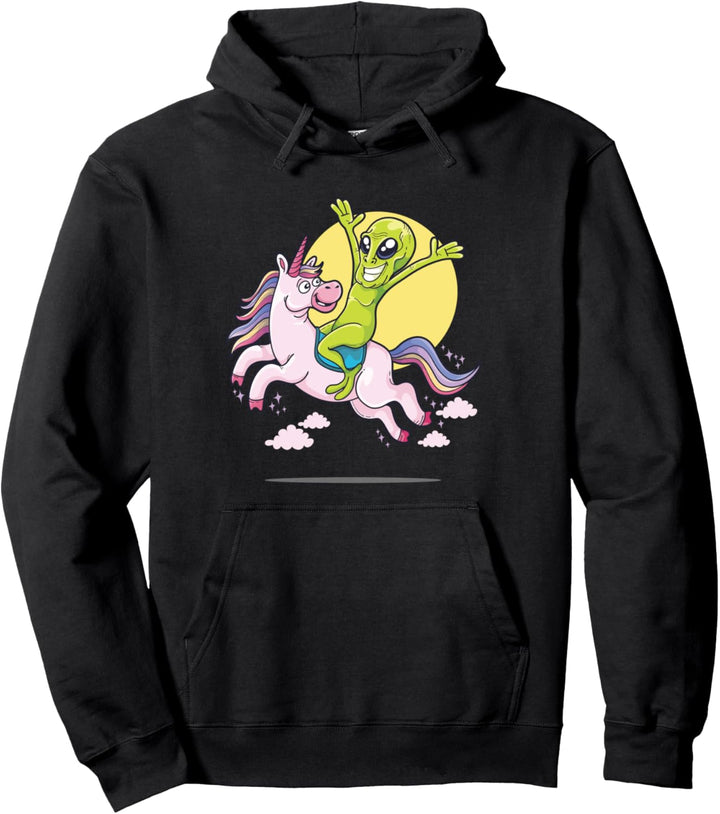 Alien Reiten Einhorn UFO Cryptids UAP Ausserirdische Pullover Hoodie